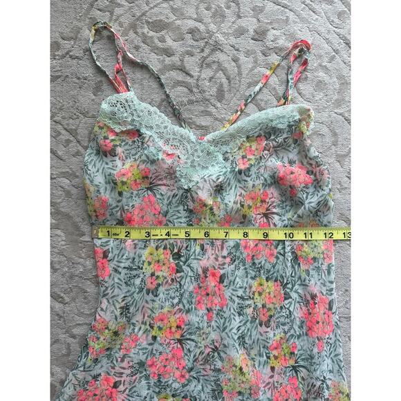 Y2K Victoria’s Secret Floral Mesh Slip Nightgown Lace Trim Medium M - Picture 4 of 7
